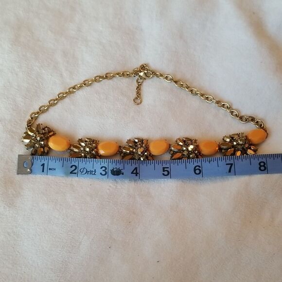 J Crew Vtg Necklace gold tone and orange - Picture 9 of 16